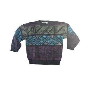 Urban Works Vintage Sweater Leather Trim Rare 80s